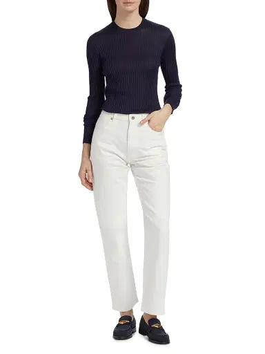 Jil Sander Women's Superfine Seamless Silk Rib-Knit Sweater - Midnight - Size 0 | Thumbnail 2 Jil Sander Women's Superfine Seamless Silk Rib-Knit Sweater - Midnight - Size 0 | Thumbnail 2
