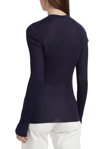 Jil Sander Women's Superfine Seamless Silk Rib-Knit Sweater - Midnight - Size 0 | Thumbnail 5 Jil Sander Women's Superfine Seamless Silk Rib-Knit Sweater - Midnight - Size 0 | Thumbnail 5