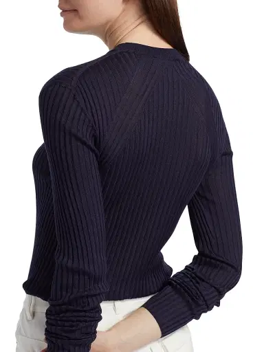 Jil Sander Women's Superfine Seamless Silk Rib-Knit Sweater - Midnight - Size 0 | Thumbnail 6 Jil Sander Women's Superfine Seamless Silk Rib-Knit Sweater - Midnight - Size 0 | Thumbnail 6