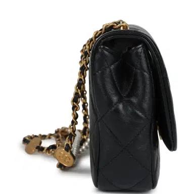 Chanel Chanel Mini Pearly Chain Flap Bag Black Lambskin Brushed Gold Hardware | Thumbnail 3 Chanel Chanel Mini Pearly Chain Flap Bag Black Lambskin Brushed Gold Hardware | Thumbnail 3