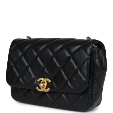 Chanel Chanel Mini Pearly Chain Flap Bag Black Lambskin Brushed Gold Hardware | Thumbnail 5 Chanel Chanel Mini Pearly Chain Flap Bag Black Lambskin Brushed Gold Hardware | Thumbnail 5