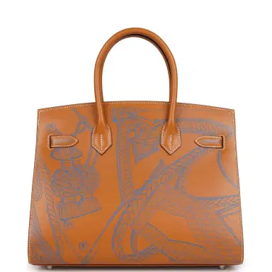 HERMÈS Hermes Birkin Sellier 30 "Zouaves Et Dragons" Naturel Sable Butler Palladium Hardware | Thumbnail 4 HERMÈS Hermes Birkin Sellier 30 "Zouaves Et Dragons" Naturel Sable Butler Palladium Hardware | Thumbnail 4