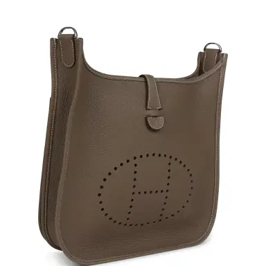 HERMÈS Hermes Evelyne III PM Etoupe Clemence Palladium Hardware | Thumbnail 2 HERMÈS Hermes Evelyne III PM Etoupe Clemence Palladium Hardware | Thumbnail 2