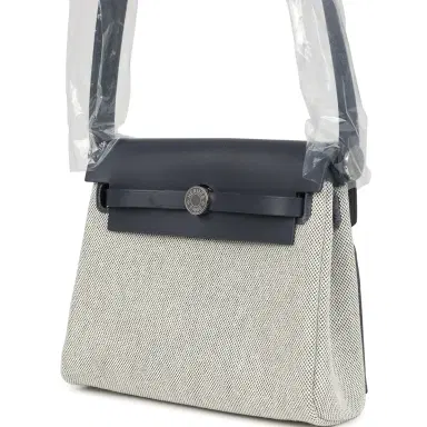 HERMÈS Hermes Herbag Zip 20 Mini Ecru and Ardoise Toile H Canvas and Ardoise Vache Hunter Palladium Hardware | Thumbnail 5 HERMÈS Hermes Herbag Zip 20 Mini Ecru and Ardoise Toile H Canvas and Ardoise Vache Hunter Palladium Hardware | Thumbnail 5