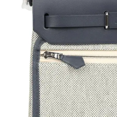HERMÈS Hermes Herbag Zip 20 Mini Ecru and Ardoise Toile H Canvas and Ardoise Vache Hunter Palladium Hardware | Thumbnail 8 HERMÈS Hermes Herbag Zip 20 Mini Ecru and Ardoise Toile H Canvas and Ardoise Vache Hunter Palladium Hardware | Thumbnail 8