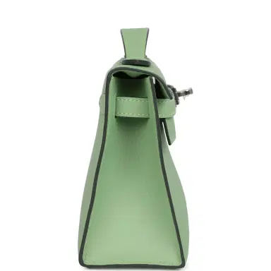 HERMÈS Hermes Kelly Pochette Vert Criquet Swift Palladium Hardware | Thumbnail 3 HERMÈS Hermes Kelly Pochette Vert Criquet Swift Palladium Hardware | Thumbnail 3