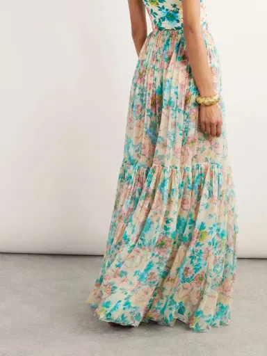 Chloé Pleated Tiered Floral-print Silk-chiffon Maxi Skirt | Thumbnail 3 Chloé Pleated Tiered Floral-print Silk-chiffon Maxi Skirt | Thumbnail 3