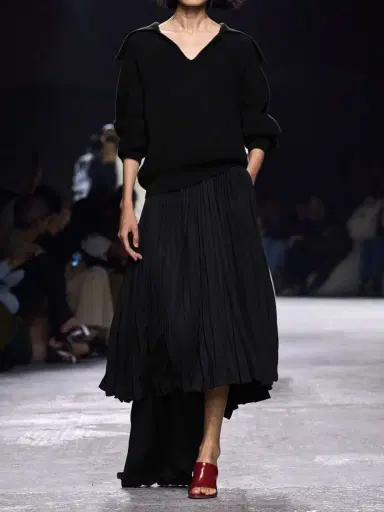 Bottega Veneta Layered Pleated Twill Midi Skirt | Thumbnail 5 Bottega Veneta Layered Pleated Twill Midi Skirt | Thumbnail 5