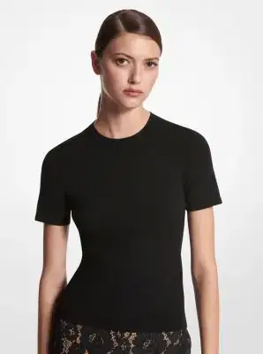 Michael Kors Collection Stretch Viscose Short-Sleeve Sweater | Thumbnail 3 Michael Kors Collection Stretch Viscose Short-Sleeve Sweater | Thumbnail 3
