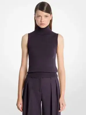 Michael Kors Collection Cashmere Sleeveless Turtleneck in Blue | Thumbnail 5 Michael Kors Collection Cashmere Sleeveless Turtleneck in Blue | Thumbnail 5