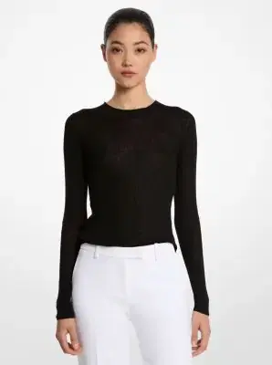 Michael Kors Collection Hutton Ribbed Superfine Linen-and-Cotton Blend Sweater | Thumbnail 2 Michael Kors Collection Hutton Ribbed Superfine Linen-and-Cotton Blend Sweater | Thumbnail 2