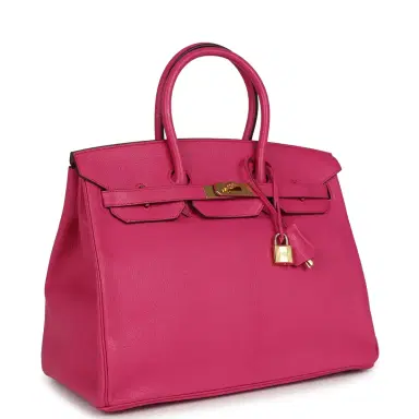 HERMÈS Pre-owned Hermes Birkin 35 Rose Shocking Chevre Mysore Gold Hardware | Thumbnail 2 HERMÈS Pre-owned Hermes Birkin 35 Rose Shocking Chevre Mysore Gold Hardware | Thumbnail 2