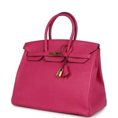 HERMÈS Pre-owned Hermes Birkin 35 Rose Shocking Chevre Mysore Gold Hardware | Thumbnail 5 HERMÈS Pre-owned Hermes Birkin 35 Rose Shocking Chevre Mysore Gold Hardware | Thumbnail 5