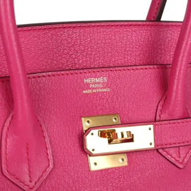HERMÈS Pre-owned Hermes Birkin 35 Rose Shocking Chevre Mysore Gold Hardware | Thumbnail 7 HERMÈS Pre-owned Hermes Birkin 35 Rose Shocking Chevre Mysore Gold Hardware | Thumbnail 7
