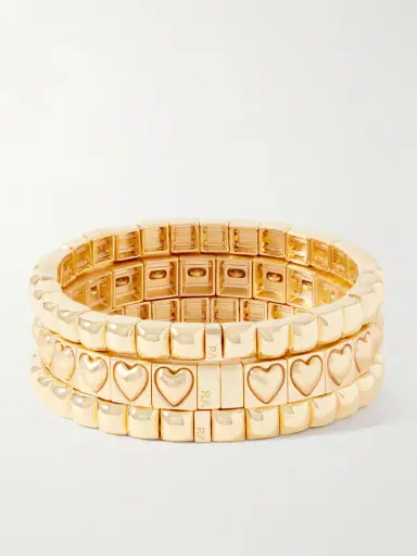 Roxanne Assoulin The Puffy Heart Stud Set Of Three Gold-tone Bracelets | Thumbnail 3 Roxanne Assoulin The Puffy Heart Stud Set Of Three Gold-tone Bracelets | Thumbnail 3