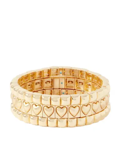 Roxanne Assoulin The Puffy Heart Stud Set Of Three Gold-tone Bracelets | Thumbnail 1 Roxanne Assoulin The Puffy Heart Stud Set Of Three Gold-tone Bracelets | Thumbnail 1