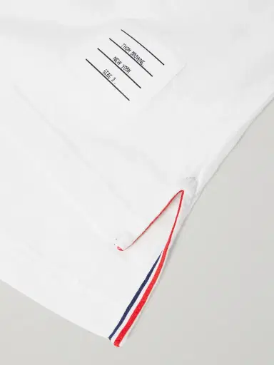 Thom Browne Logo-Appliquéd Striped Cotton-Jersey T-Shirt - Men | Thumbnail 5 Thom Browne Logo-Appliquéd Striped Cotton-Jersey T-Shirt - Men | Thumbnail 5