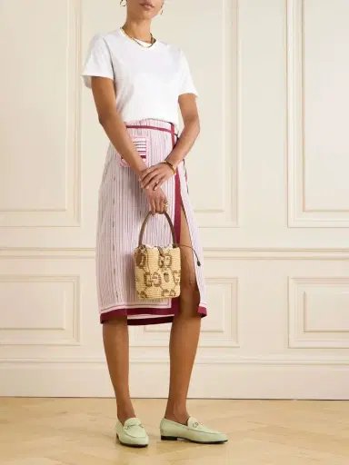 Gucci Printed Striped Wrap-effect Silk Midi Skirt | Thumbnail 2 Gucci Printed Striped Wrap-effect Silk Midi Skirt | Thumbnail 2