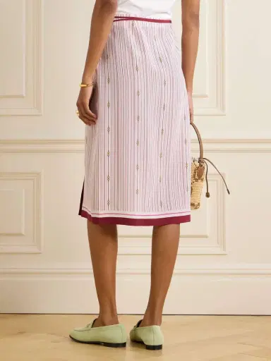 Gucci Printed Striped Wrap-effect Silk Midi Skirt | Thumbnail 3 Gucci Printed Striped Wrap-effect Silk Midi Skirt | Thumbnail 3
