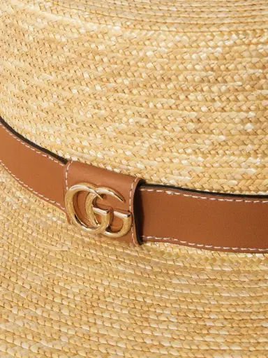 Gucci Leather-trimmed traw Hat | Thumbnail 3 Gucci Leather-trimmed traw Hat | Thumbnail 3