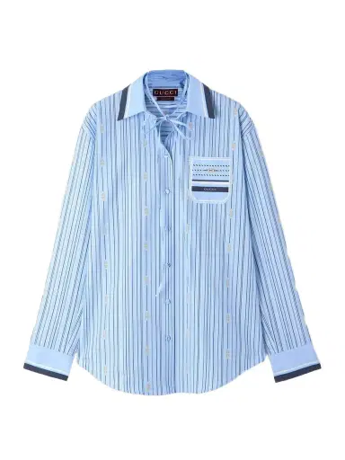 Gucci Tie-neck Printed Cotton-poplin Shirt | Thumbnail 1 Gucci Tie-neck Printed Cotton-poplin Shirt | Thumbnail 1