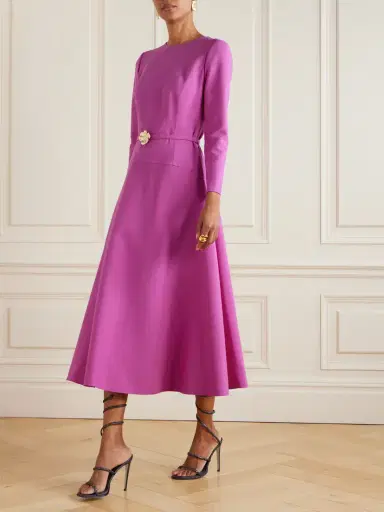 Oscar de la Renta Belted Wool-blend Midi Dress | Thumbnail 2 Oscar de la Renta Belted Wool-blend Midi Dress | Thumbnail 2