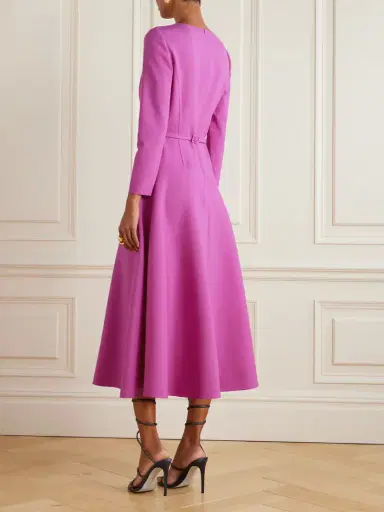 Oscar de la Renta Belted Wool-blend Midi Dress | Thumbnail 3 Oscar de la Renta Belted Wool-blend Midi Dress | Thumbnail 3