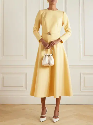Oscar de la Renta Belted Wool-blend Midi Dress | Thumbnail 2 Oscar de la Renta Belted Wool-blend Midi Dress | Thumbnail 2