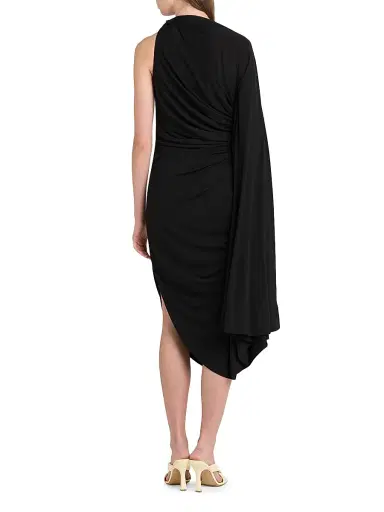 Bottega Veneta Women's One-Shoulder Draped Midi-Dress - Black - Size 10 | Thumbnail 5 Bottega Veneta Women's One-Shoulder Draped Midi-Dress - Black - Size 10 | Thumbnail 5