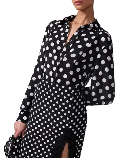 Carolina Herrera Women's Polka Dot Silk Blouse - Black | Thumbnail 5 Carolina Herrera Women's Polka Dot Silk Blouse - Black | Thumbnail 5
