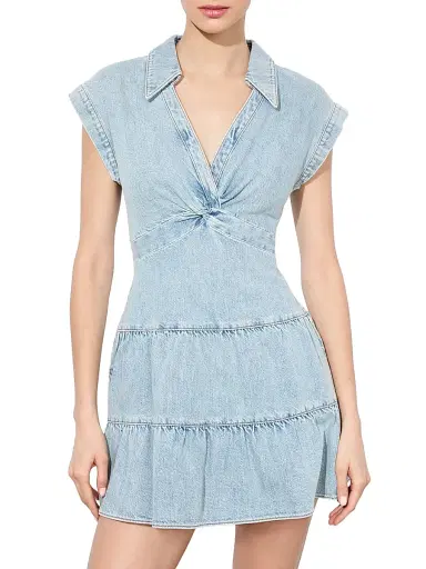 ALICE + OLIVIA Women's Mila Denim Twist Minidress - Rockstar Blue | Thumbnail 3 ALICE + OLIVIA Women's Mila Denim Twist Minidress - Rockstar Blue | Thumbnail 3