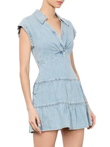 ALICE + OLIVIA Women's Mila Denim Twist Minidress - Rockstar Blue | Thumbnail 4 ALICE + OLIVIA Women's Mila Denim Twist Minidress - Rockstar Blue | Thumbnail 4