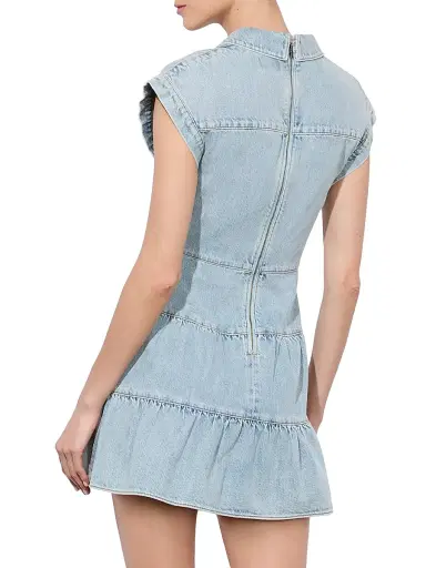 ALICE + OLIVIA Women's Mila Denim Twist Minidress - Rockstar Blue | Thumbnail 5 ALICE + OLIVIA Women's Mila Denim Twist Minidress - Rockstar Blue | Thumbnail 5