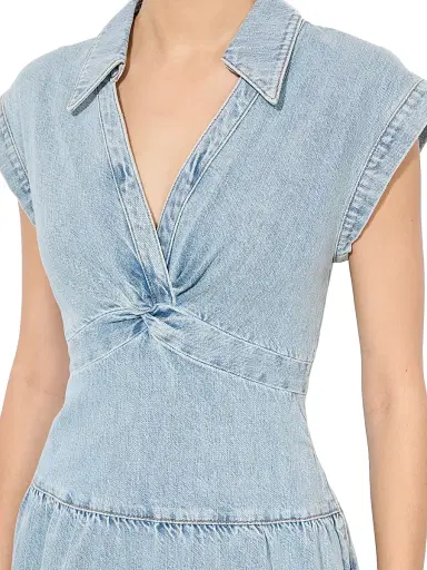 ALICE + OLIVIA Women's Mila Denim Twist Minidress - Rockstar Blue | Thumbnail 6 ALICE + OLIVIA Women's Mila Denim Twist Minidress - Rockstar Blue | Thumbnail 6