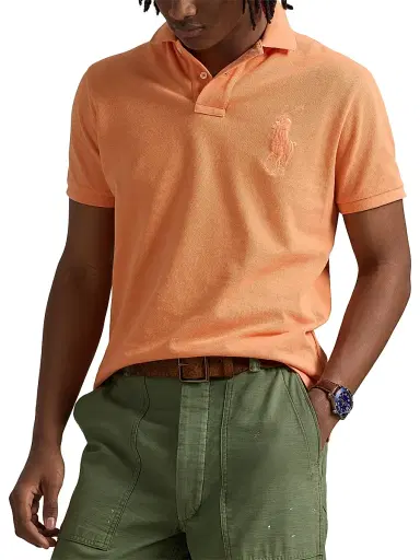 Polo Ralph Lauren Men's Custom-Slim-Fit Big Pony Mesh Polo Shirt - Classic Peach - Size XXL | Thumbnail 3 Polo Ralph Lauren Men's Custom-Slim-Fit Big Pony Mesh Polo Shirt - Classic Peach - Size XXL | Thumbnail 3