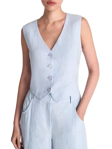 TWP Women's Kikis Linen Vest - Ice Melt | Thumbnail 3 TWP Women's Kikis Linen Vest - Ice Melt | Thumbnail 3