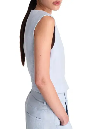 TWP Women's Kikis Linen Vest - Ice Melt | Thumbnail 4 TWP Women's Kikis Linen Vest - Ice Melt | Thumbnail 4