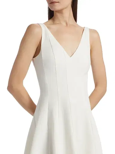 STAUD Women's Marieta Faille V-Neck Midi-Dress - | Thumbnail 6 STAUD Women's Marieta Faille V-Neck Midi-Dress - | Thumbnail 6