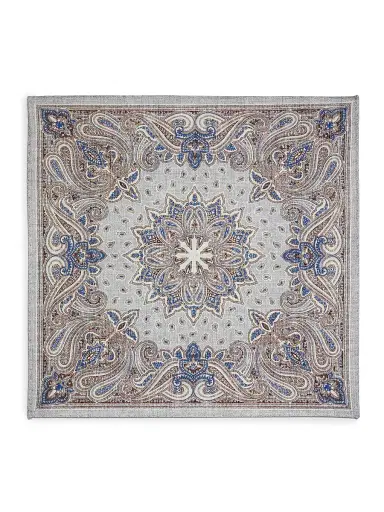 Saks Fifth Avenue Men's Double-Face Paisley Woven Silk Pocket Square - Grey | Thumbnail 2 Saks Fifth Avenue Men's Double-Face Paisley Woven Silk Pocket Square - Grey | Thumbnail 2