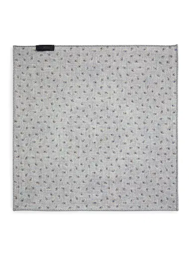 Saks Fifth Avenue Men's Double-Face Paisley Woven Silk Pocket Square - Grey | Thumbnail 3 Saks Fifth Avenue Men's Double-Face Paisley Woven Silk Pocket Square - Grey | Thumbnail 3
