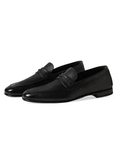 Zegna Men's Natural Grain Leather Mocassin Loafer - Black Leather - Size 13 | Thumbnail 2 Zegna Men's Natural Grain Leather Mocassin Loafer - Black Leather - Size 13 | Thumbnail 2