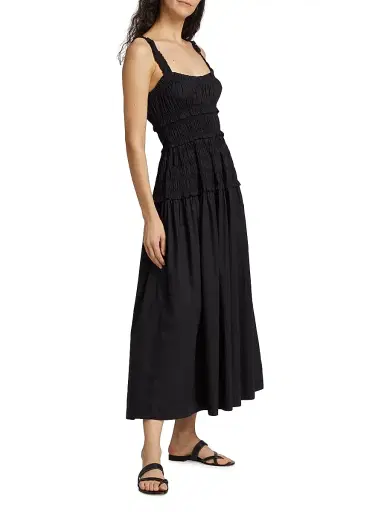 DÔEN Women's Marianne Smocked Midi-Dress - Black - Size Large | Thumbnail 4 DÔEN Women's Marianne Smocked Midi-Dress - Black - Size Large | Thumbnail 4