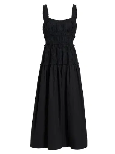 DÔEN Women's Marianne Smocked Midi-Dress - Black - Size Large | Thumbnail 1 DÔEN Women's Marianne Smocked Midi-Dress - Black - Size Large | Thumbnail 1