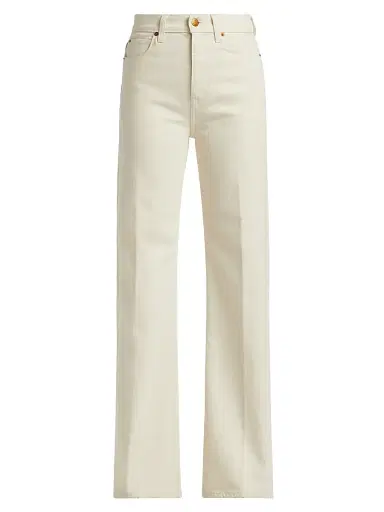 Jamie Haller Women's Crease Bootcut High-Rise Jeans - Ecru | Thumbnail 1 Jamie Haller Women's Crease Bootcut High-Rise Jeans - Ecru | Thumbnail 1