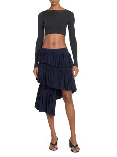 Alaïa Women's Spiral Tiered Ruffled Asymmetric Skirt - Marine Fonce | Thumbnail 2 Alaïa Women's Spiral Tiered Ruffled Asymmetric Skirt - Marine Fonce | Thumbnail 2
