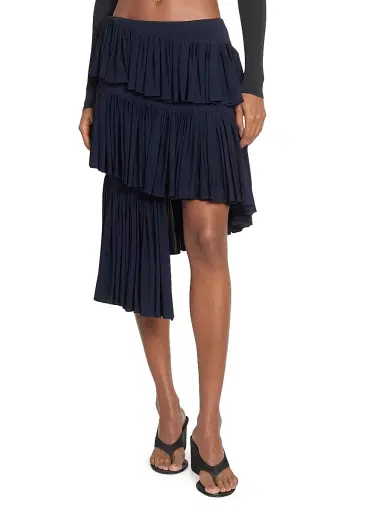Alaïa Women's Spiral Tiered Ruffled Asymmetric Skirt - Marine Fonce | Thumbnail 3 Alaïa Women's Spiral Tiered Ruffled Asymmetric Skirt - Marine Fonce | Thumbnail 3