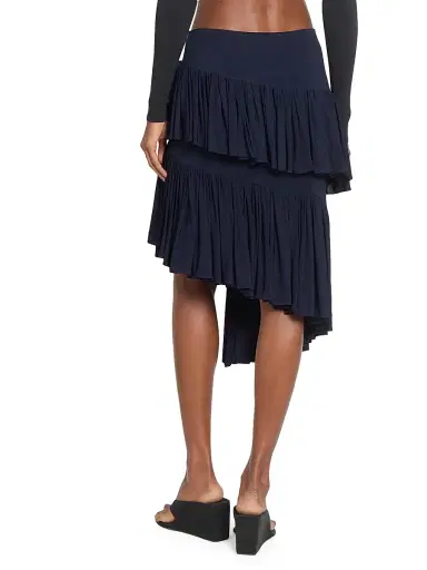 Alaïa Women's Spiral Tiered Ruffled Asymmetric Skirt - Marine Fonce | Thumbnail 5 Alaïa Women's Spiral Tiered Ruffled Asymmetric Skirt - Marine Fonce | Thumbnail 5