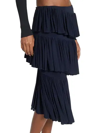 Alaïa Women's Spiral Tiered Ruffled Asymmetric Skirt - Marine Fonce | Thumbnail 6 Alaïa Women's Spiral Tiered Ruffled Asymmetric Skirt - Marine Fonce | Thumbnail 6
