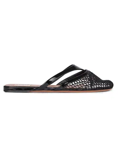 Alaïa Women's Fishnet & Leather Mules - Noir | Thumbnail 1 Alaïa Women's Fishnet & Leather Mules - Noir | Thumbnail 1