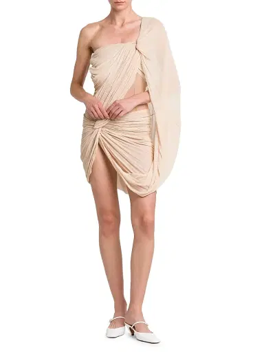 Stella McCartney Women's Drape Creponne Silk Asymmetric Cape Minidress | Thumbnail 2 Stella McCartney Women's Drape Creponne Silk Asymmetric Cape Minidress | Thumbnail 2